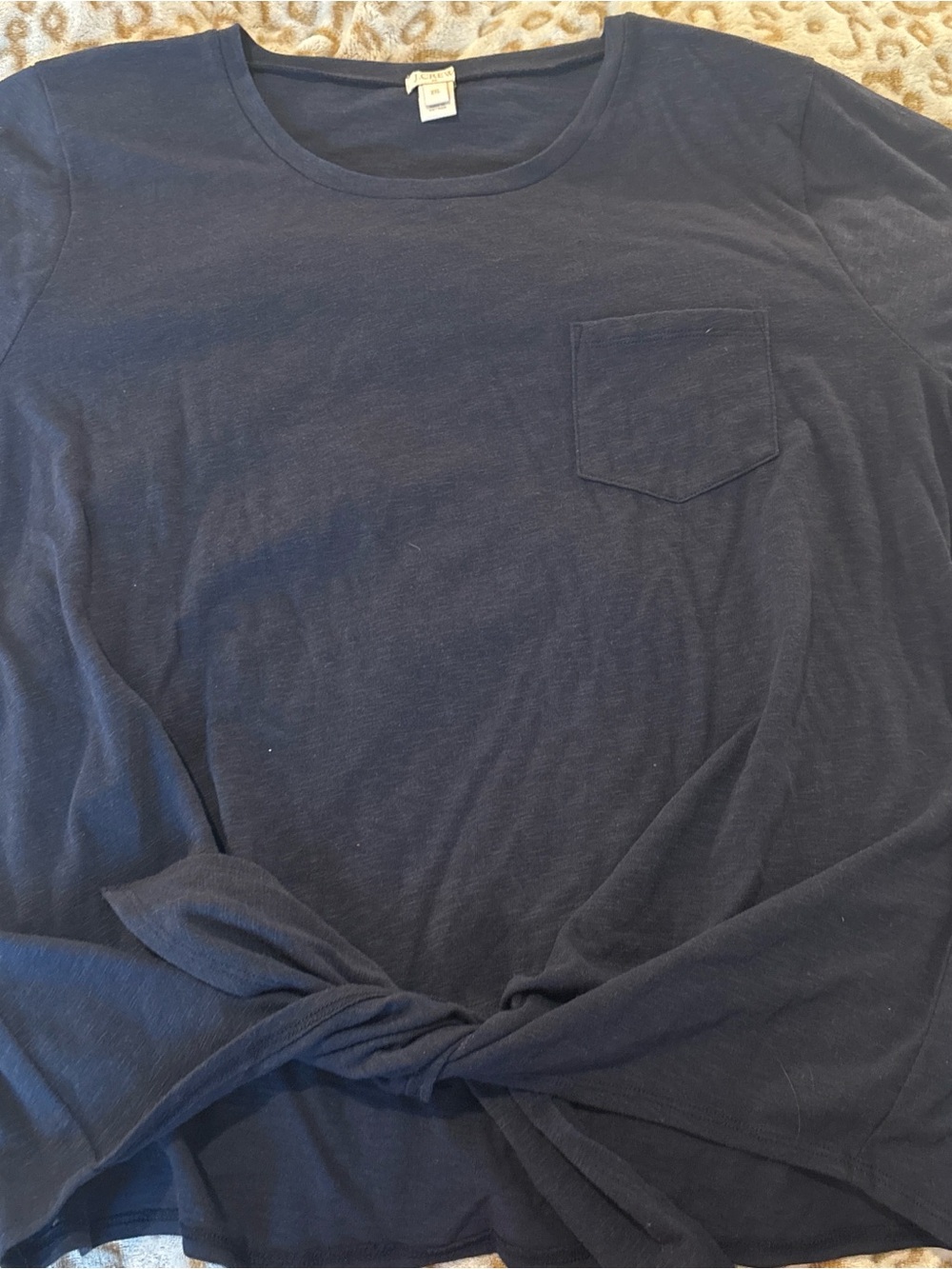 J. Crew Navy Long-Sleeve Pocket Tee